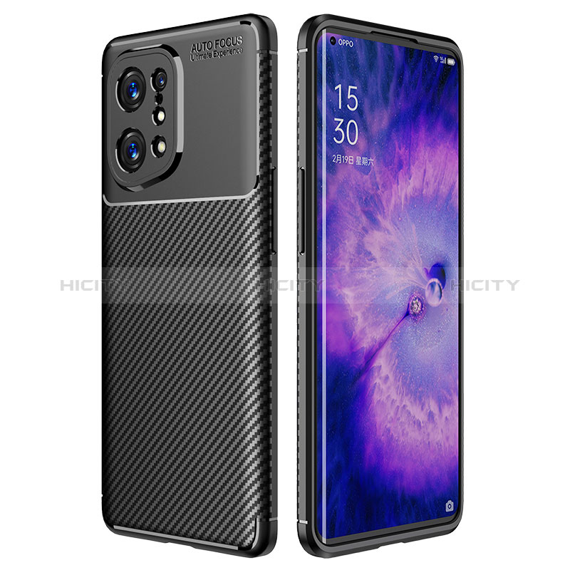 Custodia Silicone Cover Morbida Spigato per Oppo Find X5 5G Nero