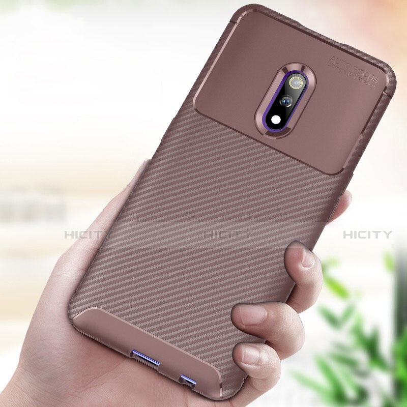 Custodia Silicone Cover Morbida Spigato per Oppo Realme X Marrone