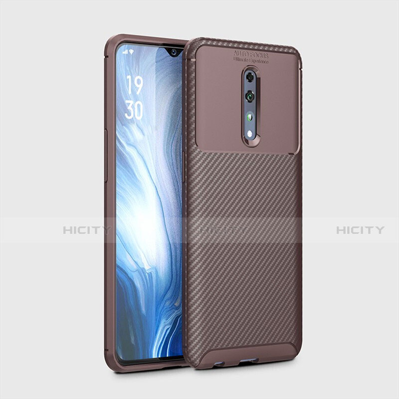 Custodia Silicone Cover Morbida Spigato per Oppo Reno Z Marrone