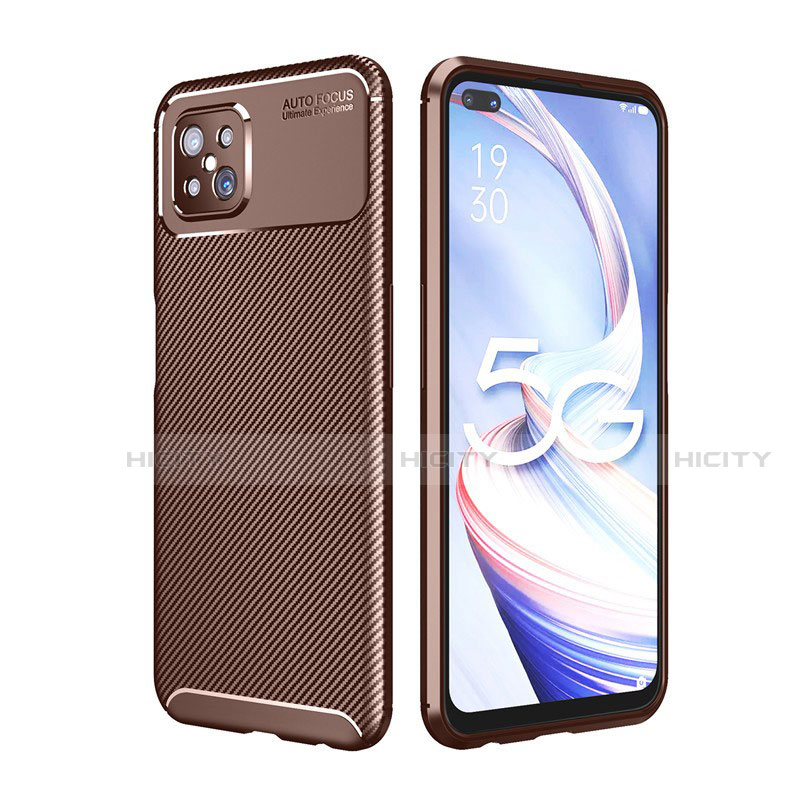 Custodia Silicone Cover Morbida Spigato per Oppo Reno4 Z 5G Marrone