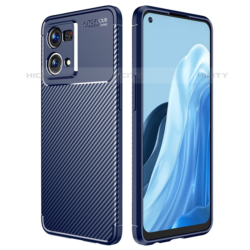 Custodia Silicone Cover Morbida Spigato per Oppo Reno7 4G Blu