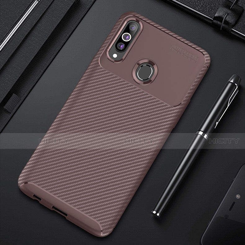 Custodia Silicone Cover Morbida Spigato per Samsung Galaxy A20s Marrone