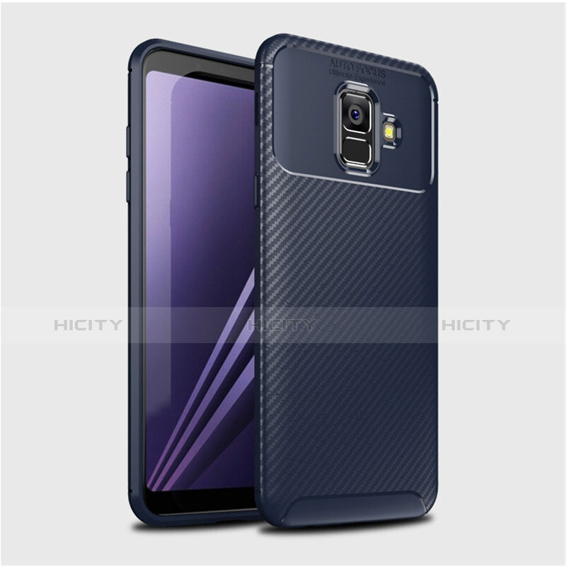 Custodia Silicone Cover Morbida Spigato per Samsung Galaxy A6 (2018) Blu