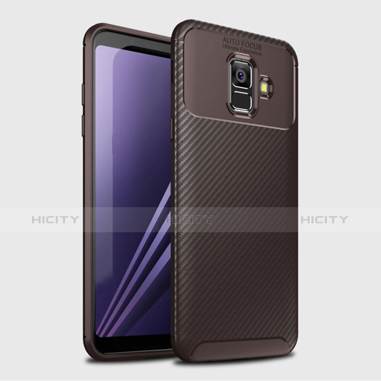 Custodia Silicone Cover Morbida Spigato per Samsung Galaxy A6 (2018) Marrone