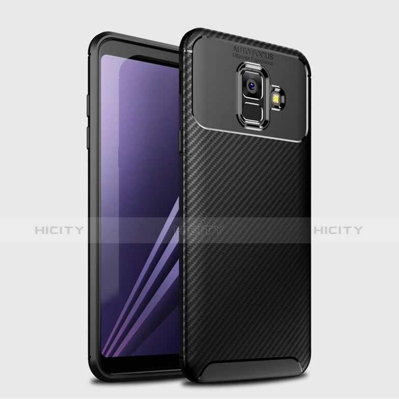 Custodia Silicone Cover Morbida Spigato per Samsung Galaxy A6 (2018) Nero