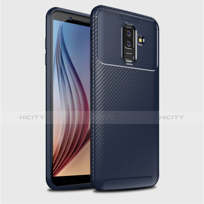 Custodia Silicone Cover Morbida Spigato per Samsung Galaxy A6 Plus (2018) Blu