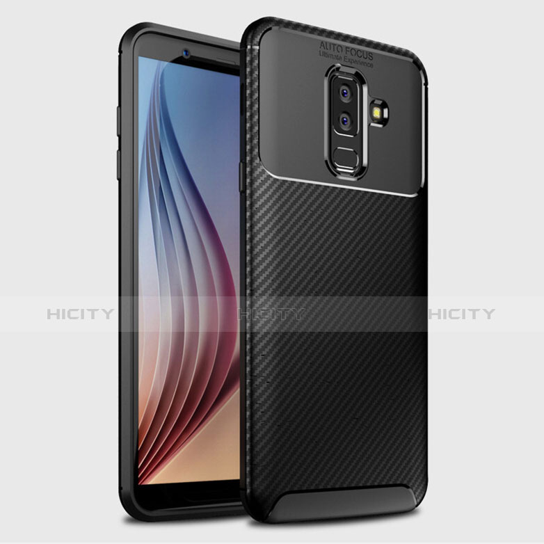 Custodia Silicone Cover Morbida Spigato per Samsung Galaxy A6 Plus (2018) Nero