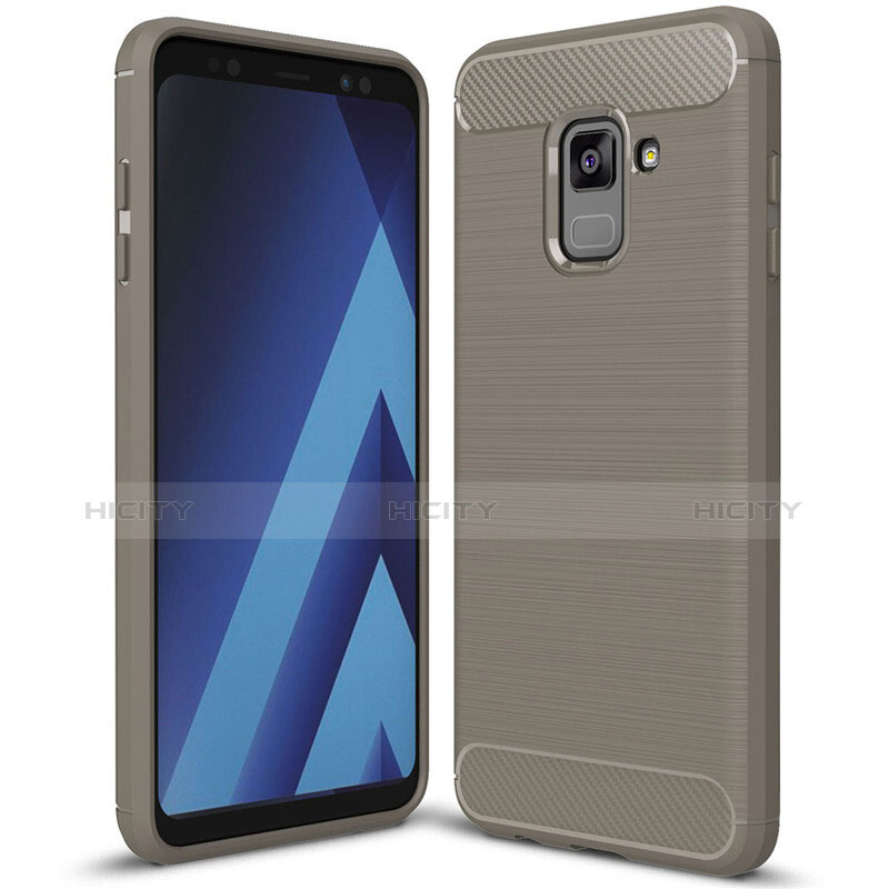 Custodia Silicone Cover Morbida Spigato per Samsung Galaxy A8+ A8 Plus (2018) A730F Grigio