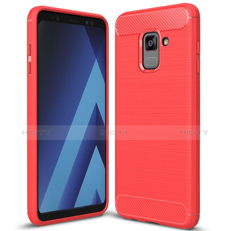 Custodia Silicone Cover Morbida Spigato per Samsung Galaxy A8+ A8 Plus (2018) A730F Rosso