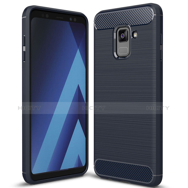 Custodia Silicone Cover Morbida Spigato per Samsung Galaxy A8+ A8 Plus (2018) Duos A730F Blu