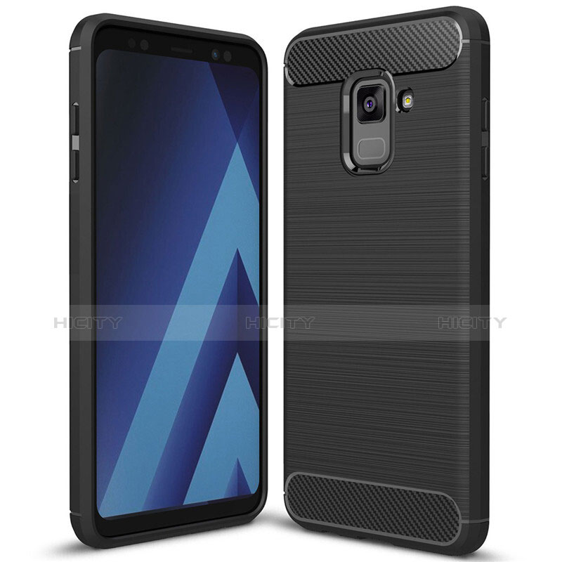 Custodia Silicone Cover Morbida Spigato per Samsung Galaxy A8+ A8 Plus (2018) Duos A730F Nero