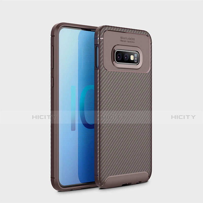 Custodia Silicone Cover Morbida Spigato per Samsung Galaxy S10e Marrone