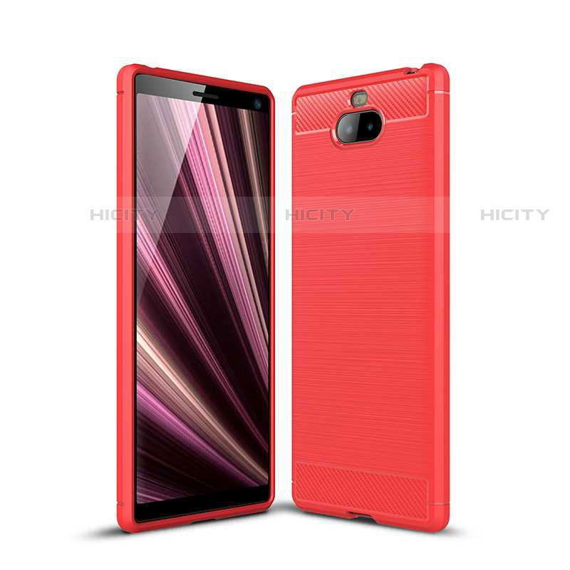 Custodia Silicone Cover Morbida Spigato per Sony Xperia 10 Rosso