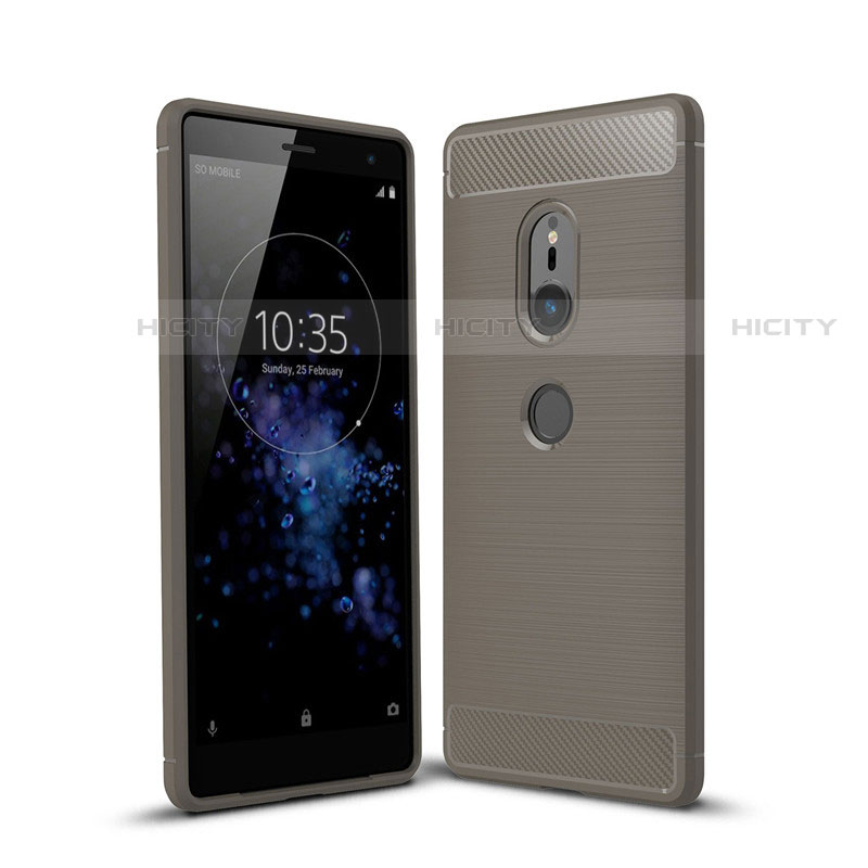 Custodia Silicone Cover Morbida Spigato per Sony Xperia XZ2 Grigio