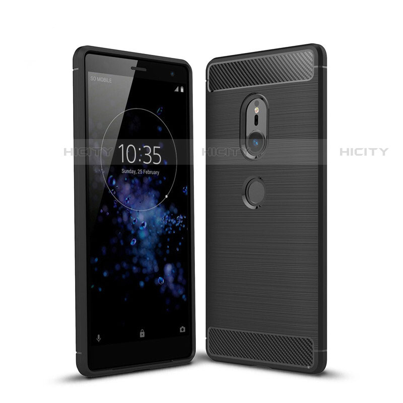 Custodia Silicone Cover Morbida Spigato per Sony Xperia XZ2 Nero