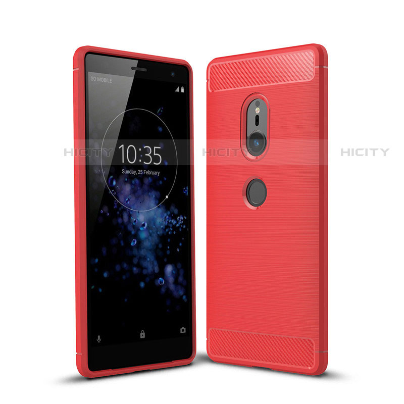 Custodia Silicone Cover Morbida Spigato per Sony Xperia XZ2 Rosso
