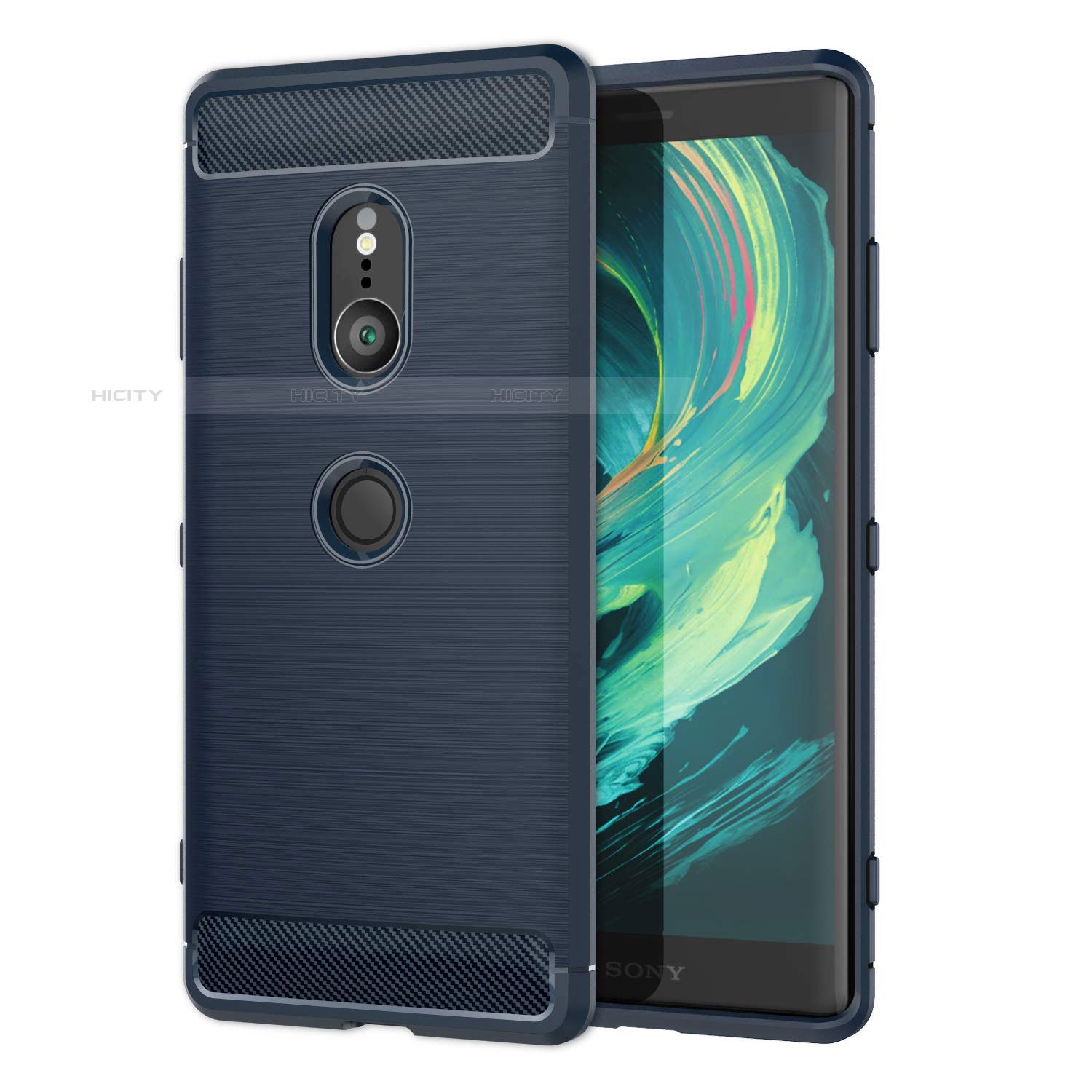 Custodia Silicone Cover Morbida Spigato per Sony Xperia XZ3 Blu