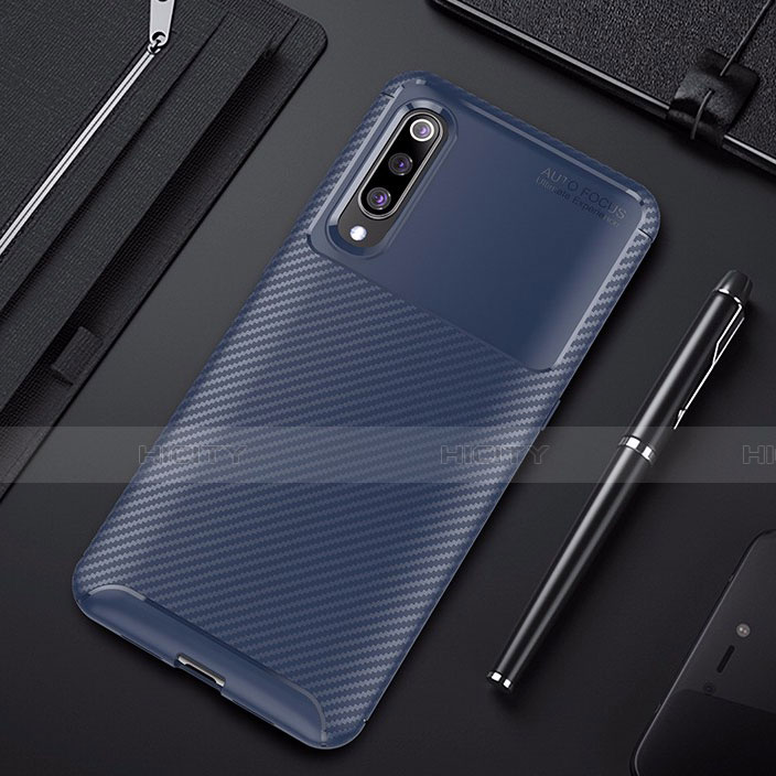 Custodia Silicone Cover Morbida Spigato per Xiaomi Mi 9 Lite Blu