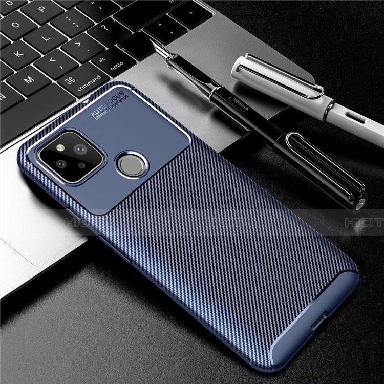 Custodia Silicone Cover Morbida Spigato S01 per Google Pixel 5 Blu