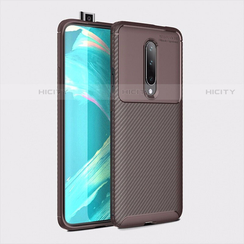 Custodia Silicone Cover Morbida Spigato S01 per OnePlus 7 Pro Marrone