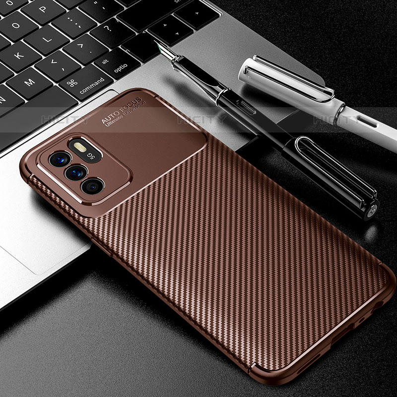 Custodia Silicone Cover Morbida Spigato S01 per Oppo Reno6 Z 5G Marrone