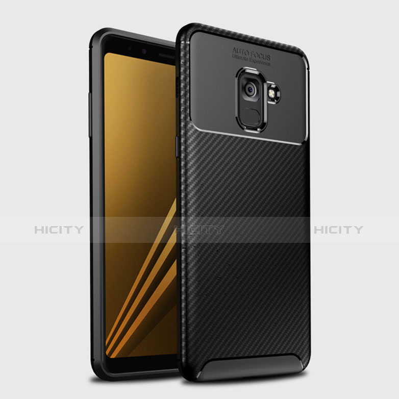 Custodia Silicone Cover Morbida Spigato S01 per Samsung Galaxy A8+ A8 Plus (2018) A730F Nero