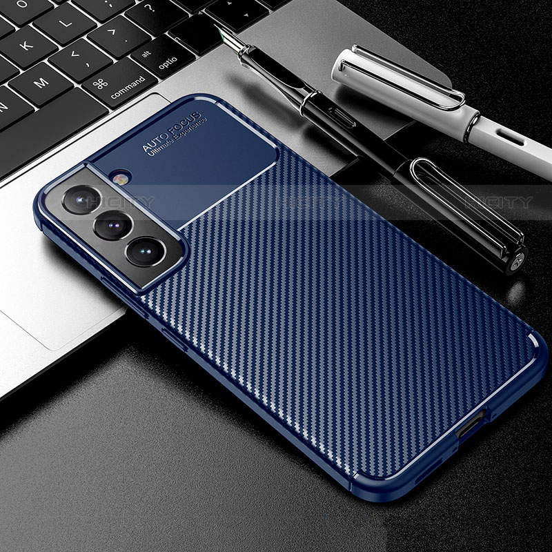 Custodia Silicone Cover Morbida Spigato S01 per Samsung Galaxy S22 5G Blu