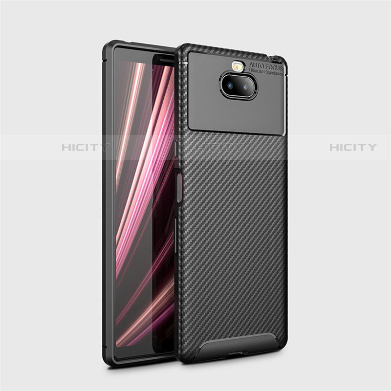 Custodia Silicone Cover Morbida Spigato S01 per Sony Xperia 10 Plus Nero