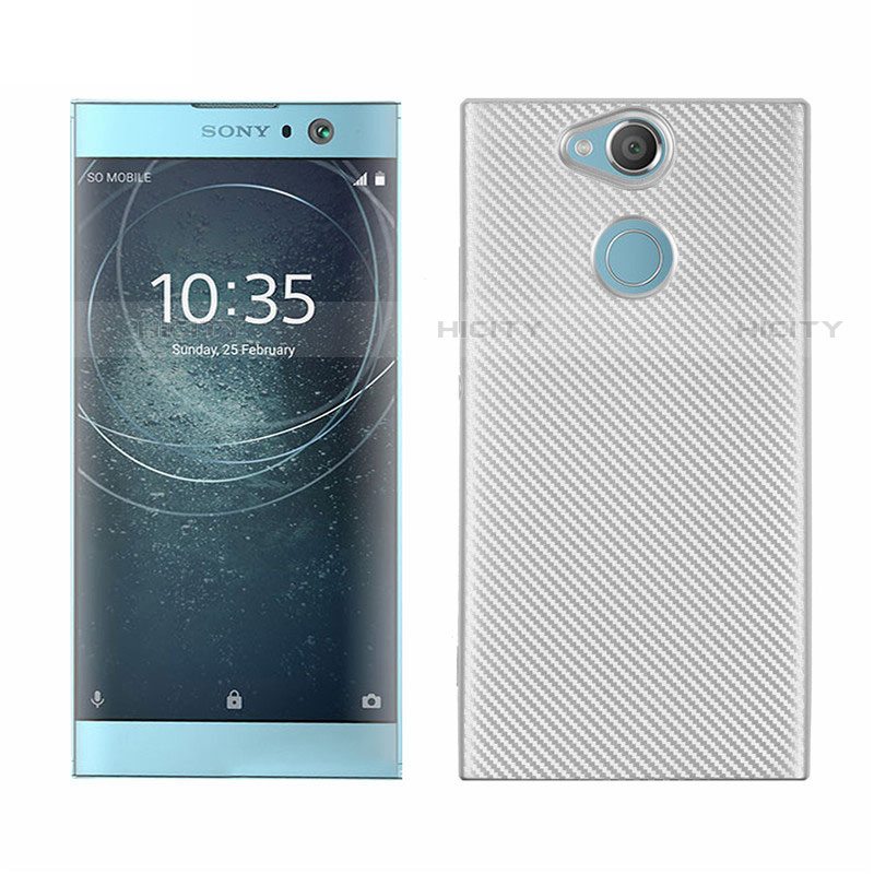 Custodia Silicone Cover Morbida Spigato S01 per Sony Xperia XA2 Bianco