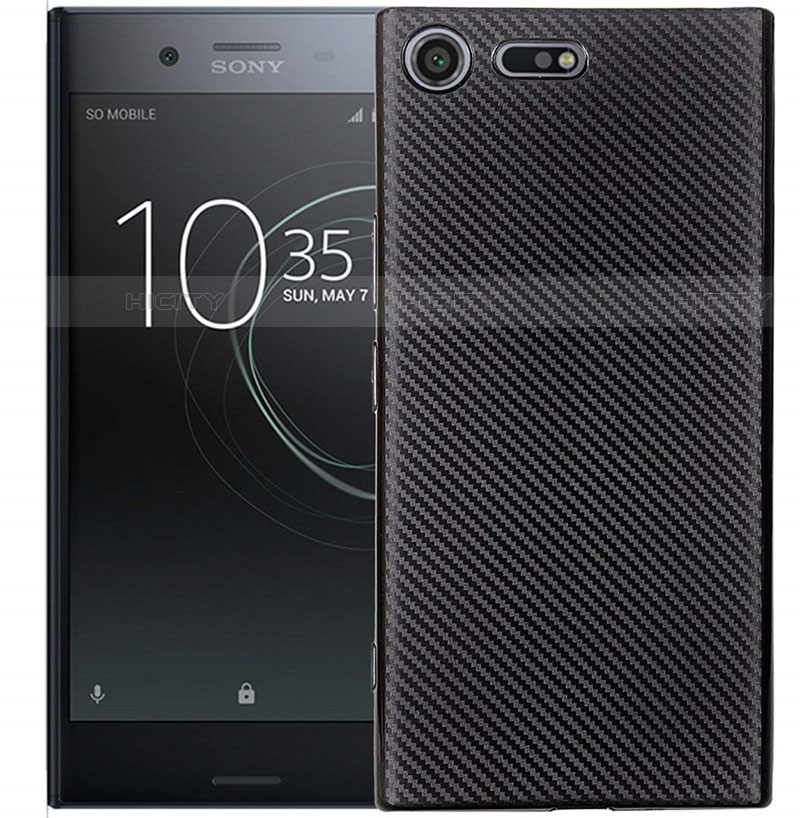 Custodia Silicone Cover Morbida Spigato S01 per Sony Xperia XZ1 Compact Nero