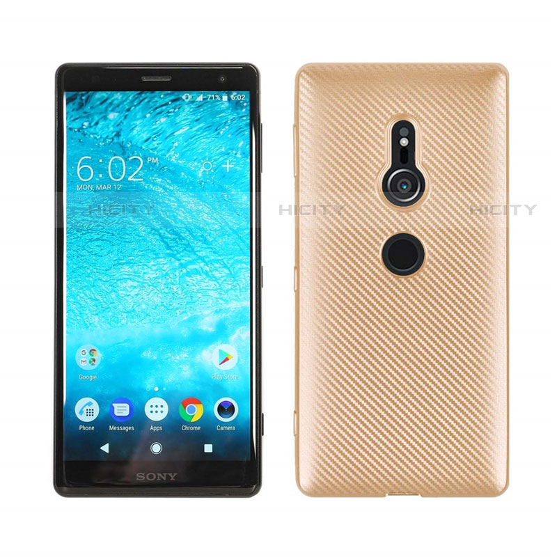 Custodia Silicone Cover Morbida Spigato S01 per Sony Xperia XZ2 Oro