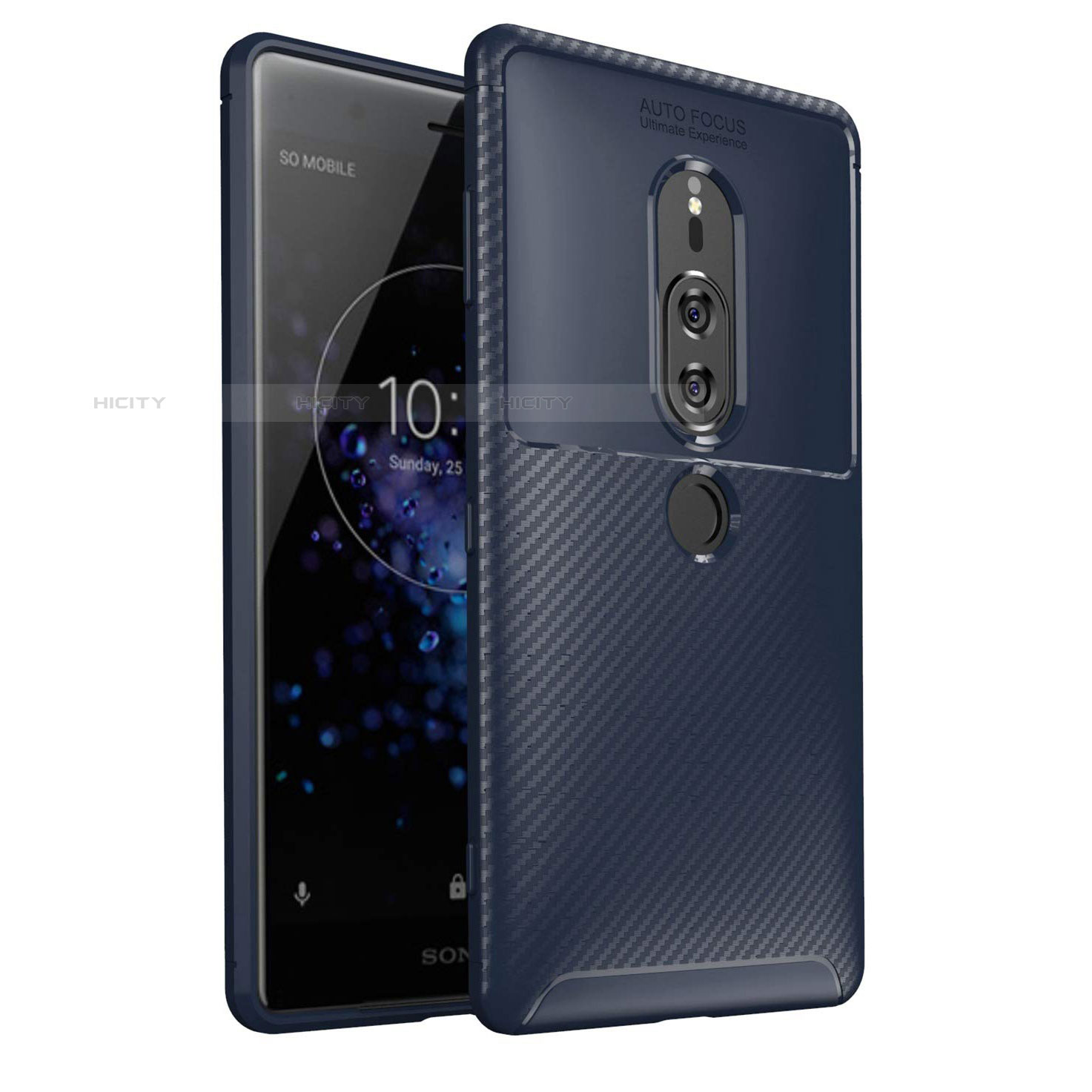 Custodia Silicone Cover Morbida Spigato S01 per Sony Xperia XZ2 Premium Blu