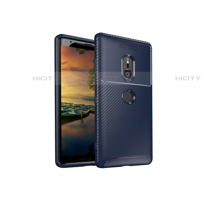 Custodia Silicone Cover Morbida Spigato S01 per Sony Xperia XZ3 Blu