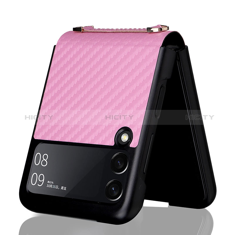 Custodia Silicone Cover Morbida Spigato S02 per Samsung Galaxy Z Flip3 5G Oro Rosa