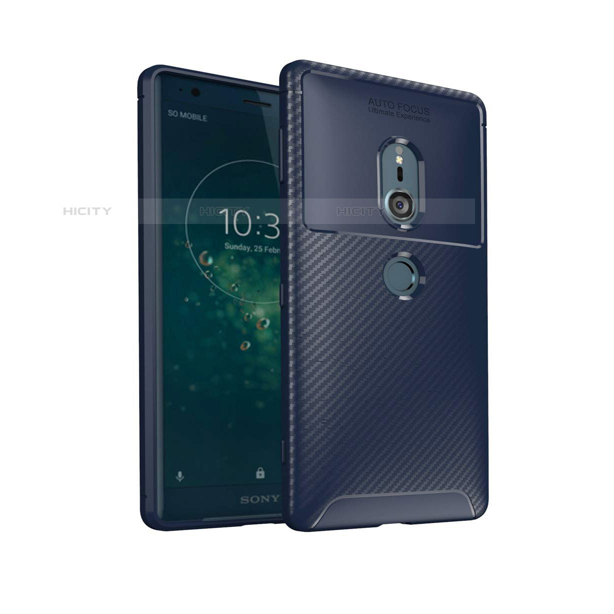 Custodia Silicone Cover Morbida Spigato S02 per Sony Xperia XZ2 Blu