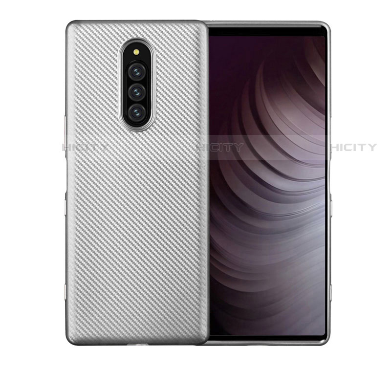 Custodia Silicone Cover Morbida Spigato T01 per Sony Xperia XZ4 Argento