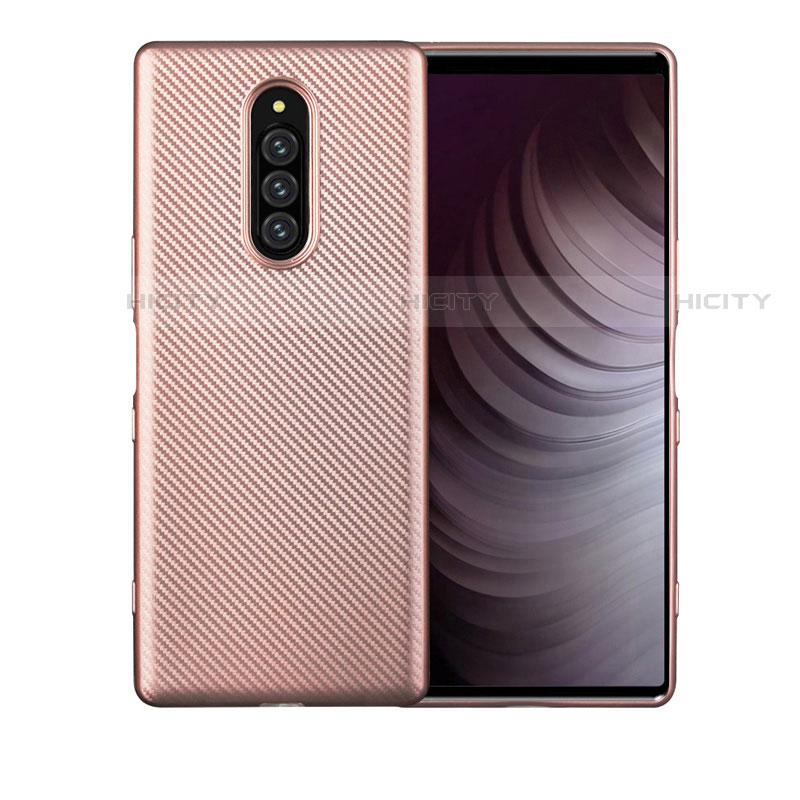 Custodia Silicone Cover Morbida Spigato T01 per Sony Xperia XZ4 Oro Rosa