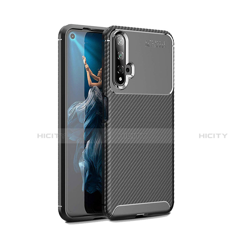 Custodia Silicone Cover Morbida Spigato Y01 per Huawei Honor 20 Nero