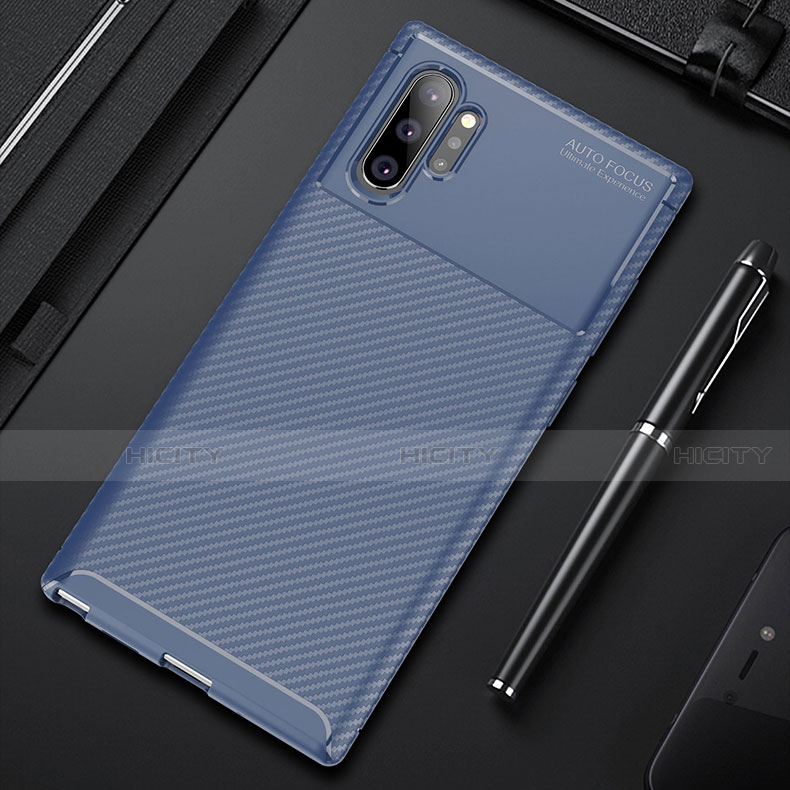 Custodia Silicone Cover Morbida Spigato Y01 per Samsung Galaxy Note 10 Plus Blu