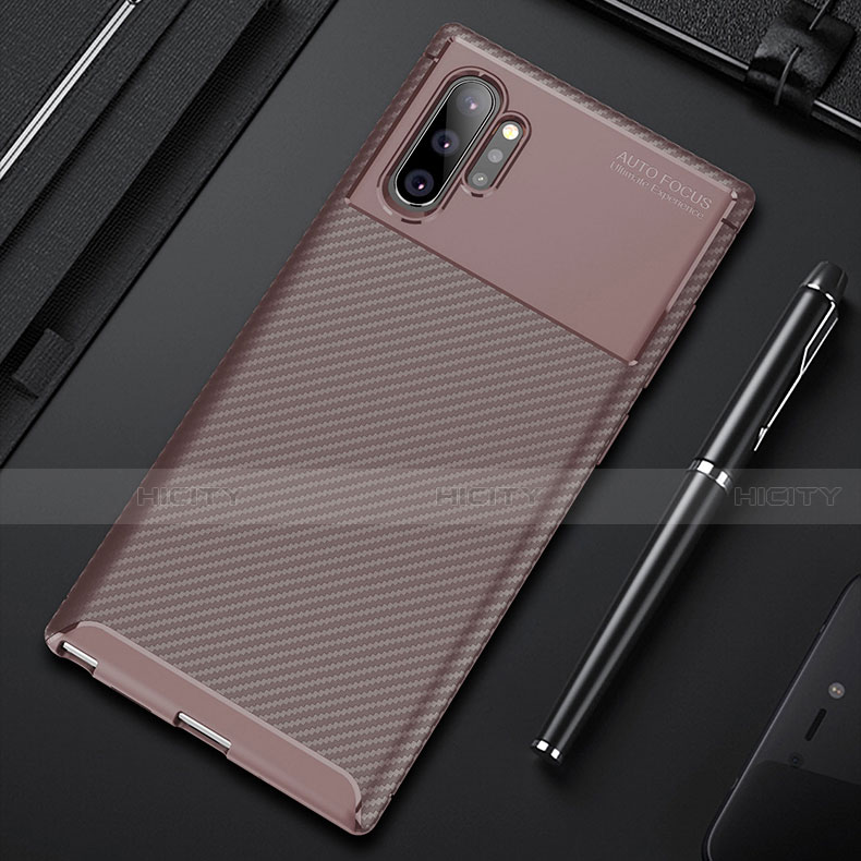 Custodia Silicone Cover Morbida Spigato Y01 per Samsung Galaxy Note 10 Plus Marrone