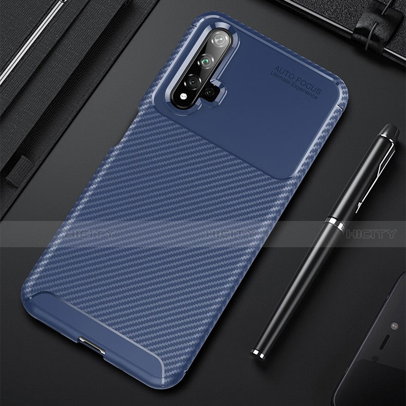 Custodia Silicone Cover Morbida Spigato Y02 per Huawei Nova 5T Blu