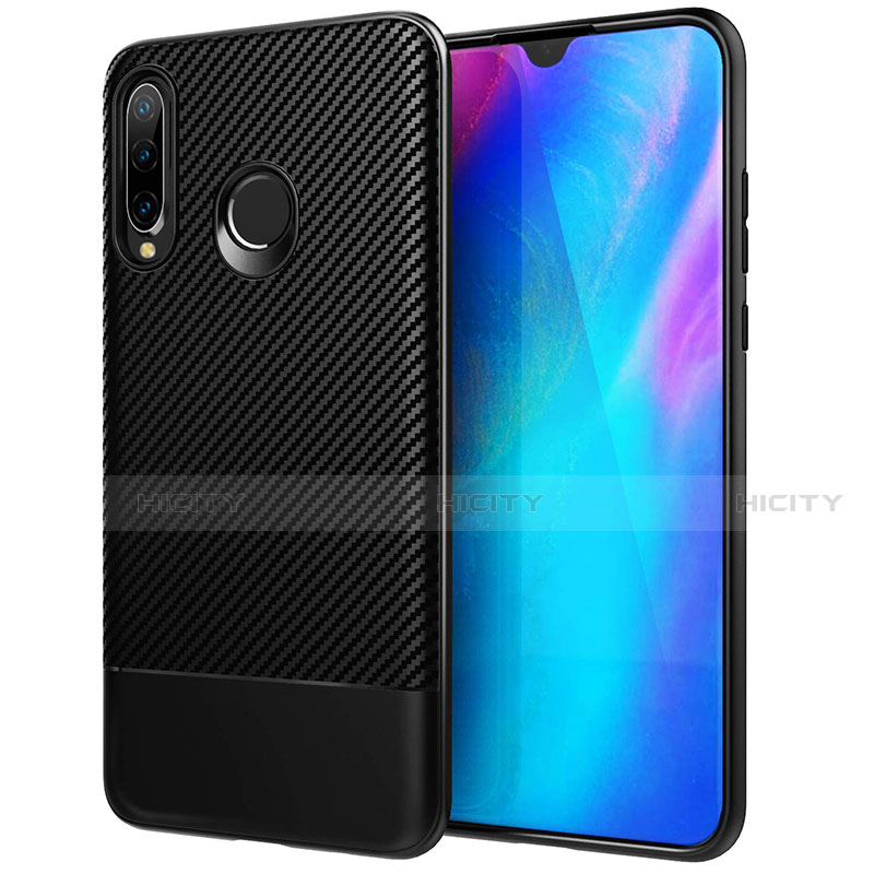 Custodia Silicone Cover Morbida Spigato Y02 per Huawei P30 Lite XL Nero