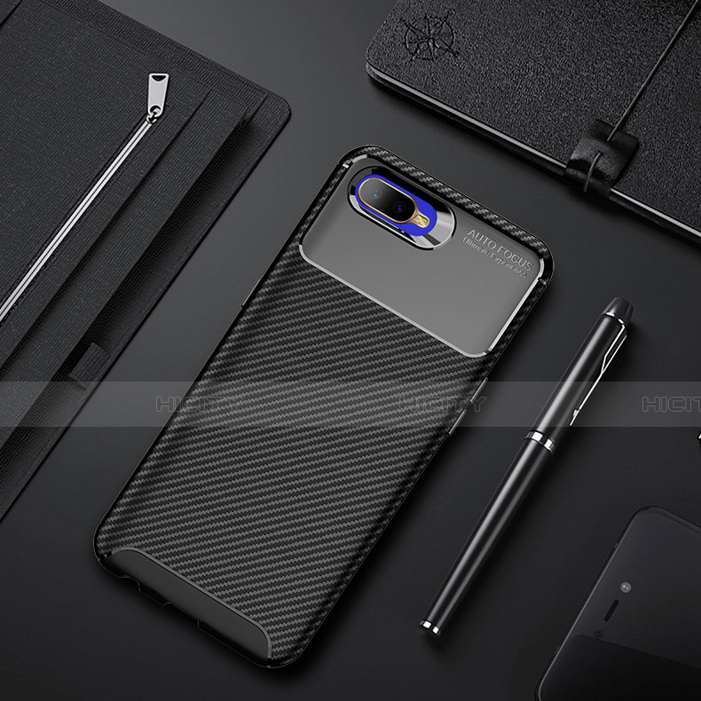 Custodia Silicone Cover Morbida Spigato Y02 per Oppo K1 Nero