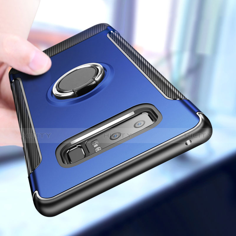 Custodia Silicone e Plastica Opaca con Anello Supporto A01 per Samsung Galaxy Note 8 Duos N950F Blu