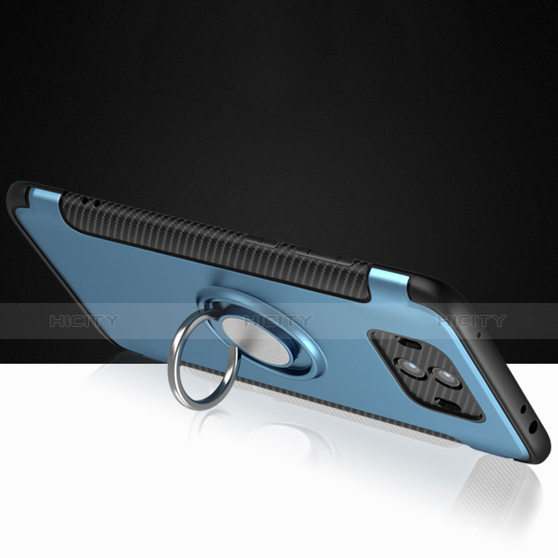 Custodia Silicone e Plastica Opaca con Anello Supporto per Huawei Mate 10 Blu
