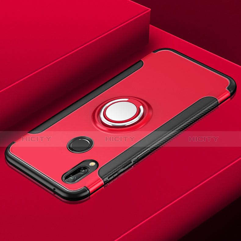 Custodia Silicone e Plastica Opaca con Anello Supporto per Huawei Nova 3i Rosso