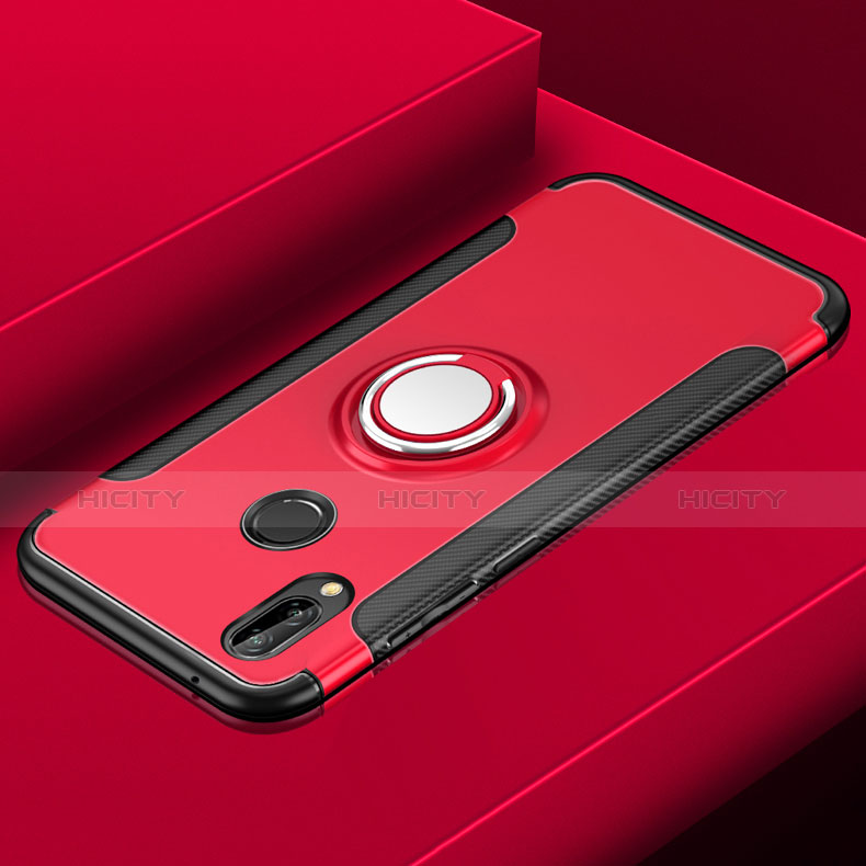 Custodia Silicone e Plastica Opaca con Anello Supporto per Huawei P Smart+ Plus Rosso