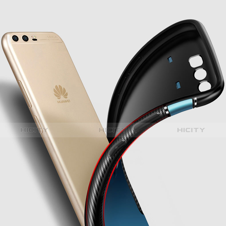 Custodia Silicone e Plastica Opaca con Anello Supporto per Huawei P10 Plus Nero