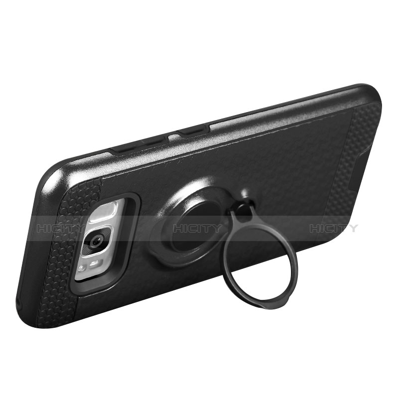 Custodia Silicone e Plastica Opaca con Anello Supporto per Samsung Galaxy S8 Nero