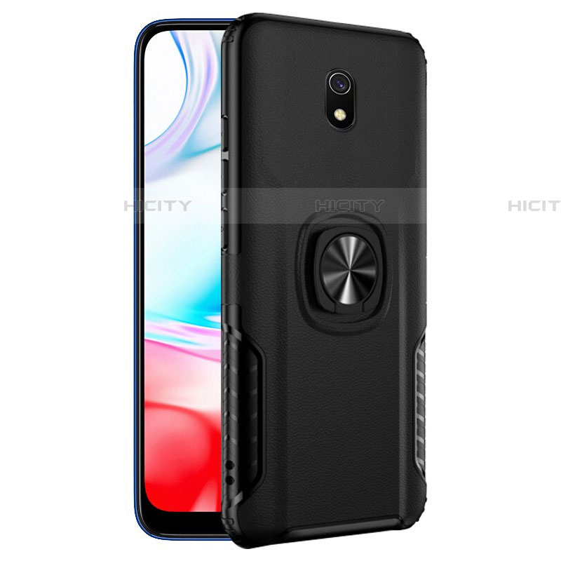 Custodia Silicone e Plastica Opaca con Anello Supporto per Xiaomi Redmi 8A Nero